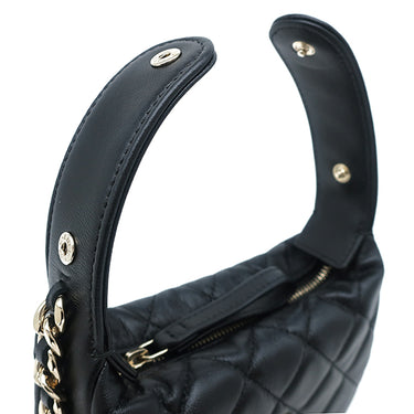 シャネル CHANEL マトラッセ ポーチ AP3095 ブラック ラムスキン ハンドバッグ シャンパンゴールド金具 ココマーク ミニバッグ チェーン