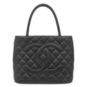シャネル CHANEL 復刻トート A01804 ブラック キャビアスキン トートバッグ シルバー金具 黒 ココマーク ショルダーバッグ 肩掛け リカラー有