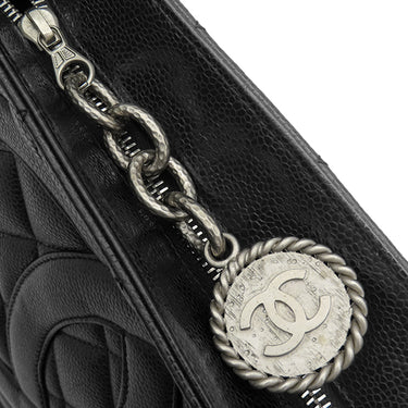 シャネル CHANEL 復刻トート A01804 ブラック キャビアスキン トートバッグ シルバー金具 黒 ココマーク ショルダーバッグ 肩掛け リカラー有