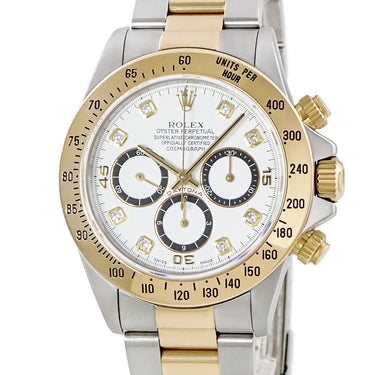 腕時計 ロレックス ROLEX コスモグラフ デイトナ 16523G W番 自動巻き メンズ OH済 W番 K18YG×SS コンビ 純正ダイヤ 逆6 エルプリメロ