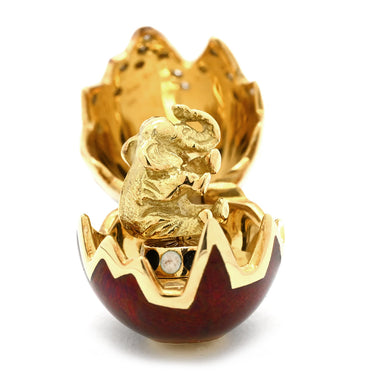 FABERGE ファベルジェ イースターエッグ チャーム エレファント F1933HR レッド×イエローゴールド K18YG エナメル ダイヤモンド ペンダントトップ 赤 象 サーカス 18K 750 YG