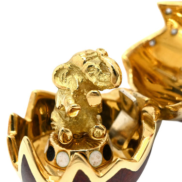 FABERGE ファベルジェ イースターエッグ チャーム エレファント F1933HR レッド×イエローゴールド K18YG エナメル ダイヤモンド ペンダントトップ 赤 象 サーカス 18K 750 YG