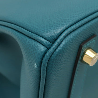 エルメス HERMES バーキン30 ヴェールボスフォール ヴォーエプソン ハンドバッグ ゴールド金具 青緑