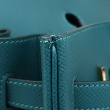 エルメス HERMES バーキン30 ヴェールボスフォール ヴォーエプソン ハンドバッグ ゴールド金具 青緑