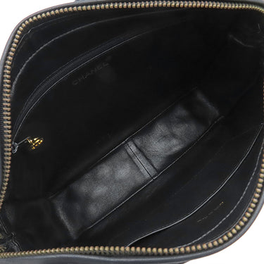 シャネル CHANEL マトラッセ カメラバッグ ブラック ラムスキン ショルダーバッグ ゴールド金具 フリンジ 黒