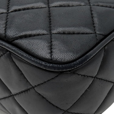 シャネル CHANEL マトラッセ カメラバッグ ブラック ラムスキン ショルダーバッグ ゴールド金具 フリンジ 黒
