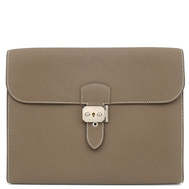 エルメス HERMES サックアデペッシュ メッセンジャー29 エトゥープ トゴ ショルダーバッグ シルバー金具 グレージュ