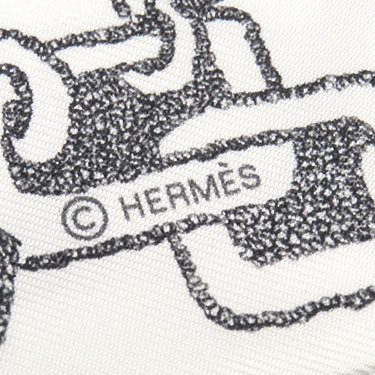 エルメス HERMES ツイリー H064367S 白×アントラシト×アンクル シルク スカーフ 新品 未使用 【ブックル エ マイヨン】