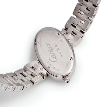 腕時計 カルティエ Cartier デリス ドゥ カルティエ SM WG800004 クオーツ レディース K18WG無垢 純正ダイヤ シルバー ローマン 青針