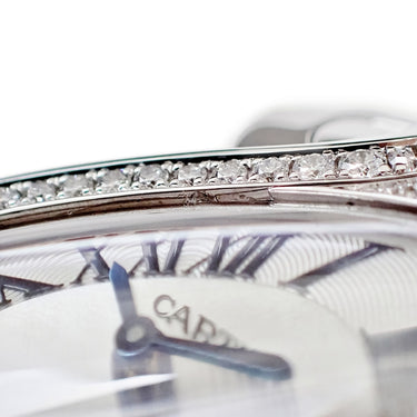 腕時計 カルティエ Cartier デリス ドゥ カルティエ SM WG800004 クオーツ レディース K18WG無垢 純正ダイヤ シルバー ローマン 青針