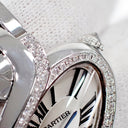 腕時計 カルティエ Cartier デリス ドゥ カルティエ SM WG800004 クオーツ レディース K18WG無垢 純正ダイヤ シルバー ローマン 青針