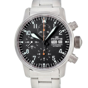 腕時計 フォルティス Fortis フリーガー クラシック クロノグラフ 597.11.11M 自動巻き メンズ ブラック デイデイト アラビア