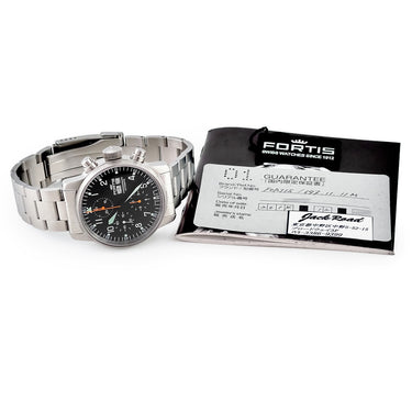 腕時計 フォルティス Fortis フリーガー クラシック クロノグラフ 597.11.11M 自動巻き メンズ ブラック デイデイト アラビア