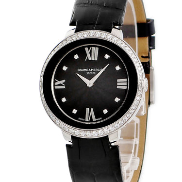 腕時計 ボーム&メルシエ BAUME&MERCIER プロメス M0A10166 クオーツ レディース 純正ダイヤ ブラック 黒 シェル ギョーシェ ローマン