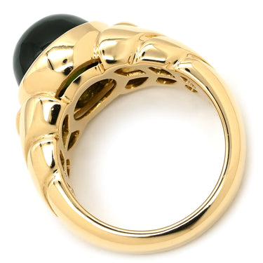 ブルガリ BVLGARI パッソドッピオ トルマリン グリーン×イエローゴールド K18YG トルマリン リング 指輪 18K YG 750 18金 10号