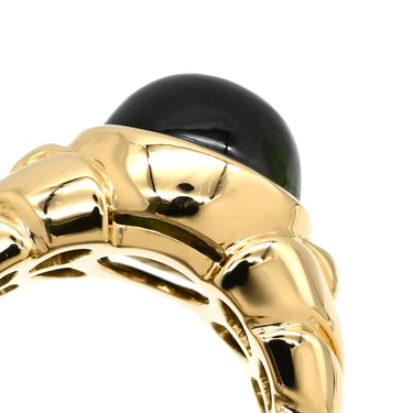ブルガリ BVLGARI パッソドッピオ トルマリン グリーン×イエローゴールド K18YG トルマリン リング 指輪 18K YG 750 18金 10号
