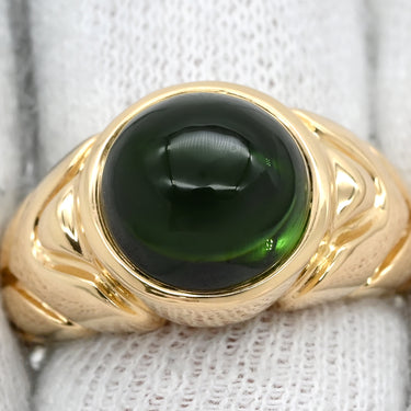 ブルガリ BVLGARI パッソドッピオ トルマリン グリーン×イエローゴールド K18YG トルマリン リング 指輪 18K YG 750 18金 10号