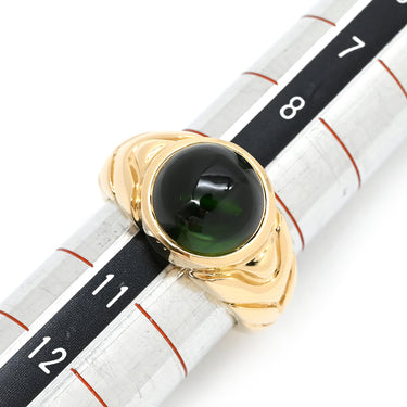 ブルガリ BVLGARI パッソドッピオ トルマリン グリーン×イエローゴールド K18YG トルマリン リング 指輪 18K YG 750 18金 10号