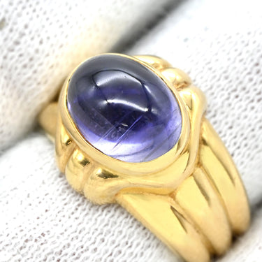 ブルガリ BVLGARI アイオライト パープル×イエローゴールド K18YG アイオライト リング 指輪 青紫 18K YG 750 10号