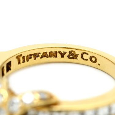 ティファニー Tiffany & Co シグニチャー ダイヤ イエローゴールド K18YG ダイヤモンド リング 指輪 750 YG T＆Co. X クロス バゲット ブリリアントカット 11号