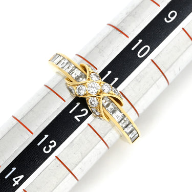 ティファニー Tiffany & Co シグニチャー ダイヤ イエローゴールド K18YG ダイヤモンド リング 指輪 750 YG T＆Co. X クロス バゲット ブリリアントカット 11号