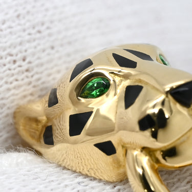 カルティエ Cartier パンテール ドゥ カルティエ ダイヤモンド B4096700 イエローゴールド K18YG オニキス ツァボライト ダイヤモンド ラッカー #50(JP10) リング 指輪 Au750 オニキス ツァボライト 10号