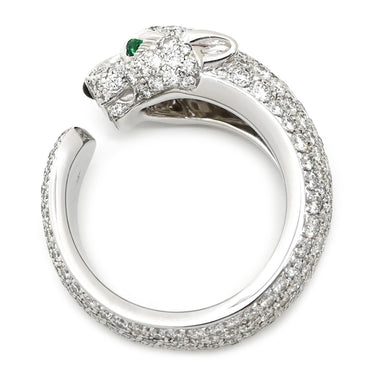 カルティエ Cartier パンテール ドゥ カルティエ パヴェダイヤ N4224900 ホワイトゴールド K18WG ダイヤモンド エメラルド オニキス #53(JP13) リング 指輪 ミディアム 750 18K 10.5号