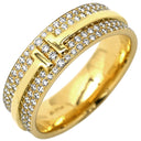 ティファニー Tiffany & Co T TWO ワイド パヴェダイヤ イエローゴールド K18YG ダイヤモンド リング 指輪 T＆Co. 18K AU750 YG 11.5号