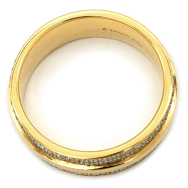 ティファニー Tiffany & Co T TWO ワイド パヴェダイヤ イエローゴールド K18YG ダイヤモンド リング 指輪 T＆Co. 18K AU750 YG 11.5号