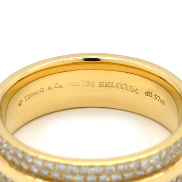 ティファニー Tiffany & Co T TWO ワイド パヴェダイヤ イエローゴールド K18YG ダイヤモンド リング 指輪 T＆Co. 18K AU750 YG 11.5号