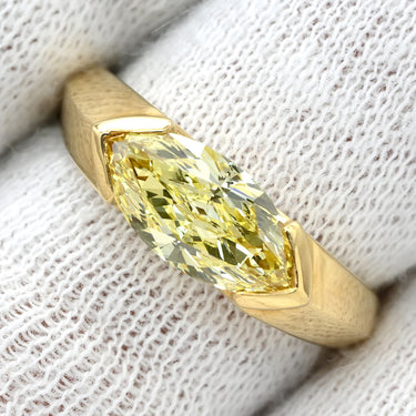 ブルガリ BVLGARI ソリティア イエローダイヤモンド イエロー×イエローゴールド K18YG イエローダイヤモンド リング 指輪 Au750 18K 大粒 マーキスカット ヴィンテージ 12号