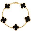 ヴァンクリーフアーペル Van Cleef & Arpels ヴィンテージ アルハンブラ VCARA41300 ブラック×イエローゴールド K18YG オニキス ブレスレット 5モチーフ YG 18K オニキス
