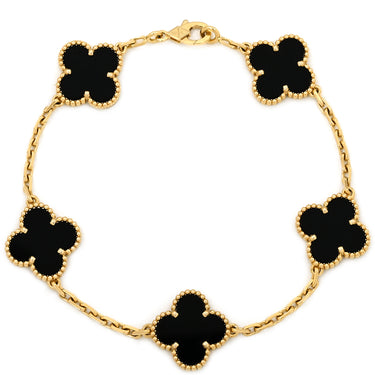 ヴァンクリーフアーペル Van Cleef & Arpels ヴィンテージ アルハンブラ VCARA41300 ブラック×イエローゴールド K18YG オニキス ブレスレット 5モチーフ YG 18K オニキス