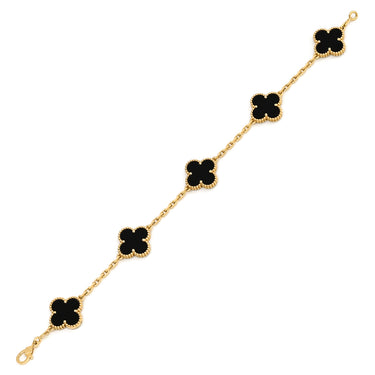 ヴァンクリーフアーペル Van Cleef & Arpels ヴィンテージ アルハンブラ VCARA41300 ブラック×イエローゴールド K18YG オニキス ブレスレット 5モチーフ YG 18K オニキス