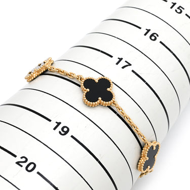 ヴァンクリーフアーペル Van Cleef & Arpels ヴィンテージ アルハンブラ VCARA41300 ブラック×イエローゴールド K18YG オニキス ブレスレット 5モチーフ YG 18K オニキス