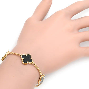 ヴァンクリーフアーペル Van Cleef & Arpels ヴィンテージ アルハンブラ VCARA41300 ブラック×イエローゴールド K18YG オニキス ブレスレット 5モチーフ YG 18K オニキス