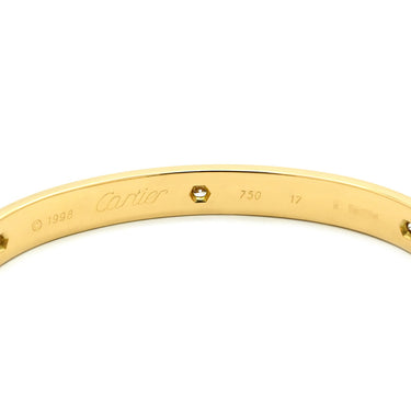 カルティエ Cartier LOVE ラブブレス 旧型 ハーフダイヤ イエローゴールド K18YG ダイヤモンド #17 ブレスレット Au750 18K 18金 6P 6石