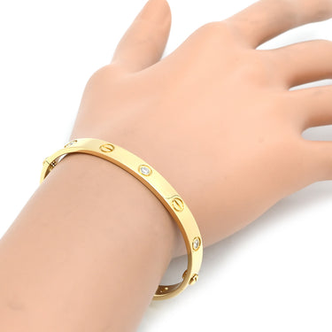 カルティエ Cartier LOVE ラブブレス 旧型 ハーフダイヤ イエローゴールド K18YG ダイヤモンド #17 ブレスレット Au750 18K 18金 6P 6石