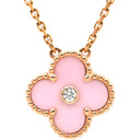 ヴァンクリーフアーペル Van Cleef & Arpels ヴィンテージ アルハンブラ ピンクXローズゴールド K18PG ダイヤモンド セーブル ネックレス PG金具 2015年ホリデー限定 セーブル 1Pダイヤ 18K