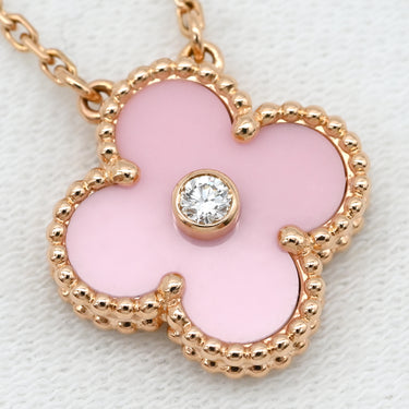 ヴァンクリーフアーペル Van Cleef & Arpels ヴィンテージ アルハンブラ ピンクXローズゴールド K18PG ダイヤモンド セーブル ネックレス PG金具 2015年ホリデー限定 セーブル 1Pダイヤ 18K