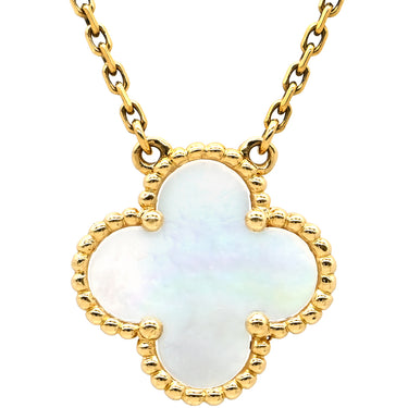 ヴァンクリーフアーペル Van Cleef & Arpels ヴィンテージ アルハンブラ ペンダント VCARA45900 パールホワイト×イエローゴールド K18YG マザーオブパール ネックレス 白 750 18K YG シェル