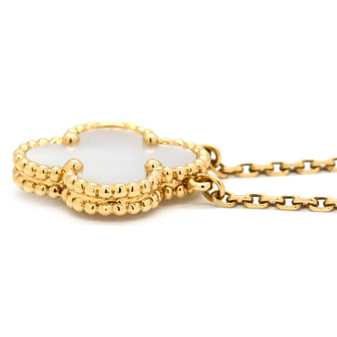 ヴァンクリーフアーペル Van Cleef & Arpels ヴィンテージ アルハンブラ ペンダント VCARA45900 パールホワイト×イエローゴールド K18YG マザーオブパール ネックレス 白 750 18K YG シェル
