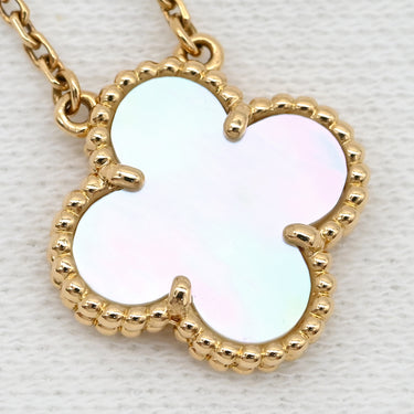 ヴァンクリーフアーペル Van Cleef & Arpels ヴィンテージ アルハンブラ ペンダント VCARA45900 パールホワイト×イエローゴールド K18YG マザーオブパール ネックレス 白 750 18K YG シェル