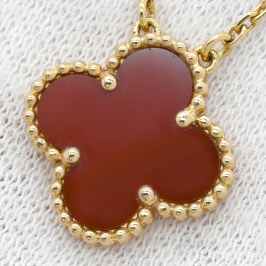 ヴァンクリーフアーペル Van Cleef & Arpels ヴィンテージ アルハンブラ ペンダント VCARD38500 レッド×イエローゴールド K18YG カーネリアン ネックレス Au750 18K 赤 カーネリアン