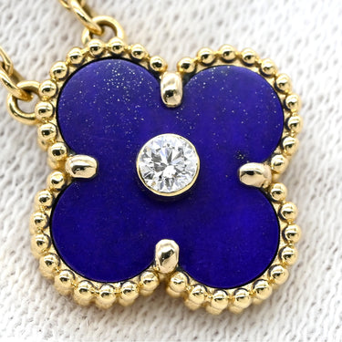 ヴァンクリーフアーペル Van Cleef & Arpels ヴィンテージ アルハンブラ パープル×イエローゴールド K18YG ダイヤモンド ラピスラズリ ネックレス 紫 750PG 18K 2010年ホリデー ラピス ダイヤ