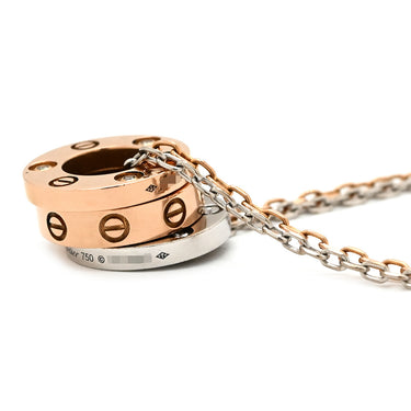 カルティエ Cartier ラブ スリーフープ ピンクゴールド×ホワイトゴールド K18PG K18WG ダイヤモンド ネックレス Au750 PG×WG 6Pダイヤ ダブルチェーン 2カラー