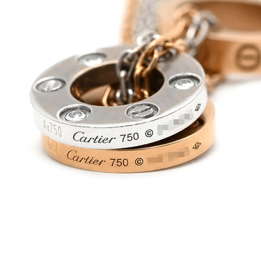 カルティエ Cartier ラブ スリーフープ ピンクゴールド×ホワイトゴールド K18PG K18WG ダイヤモンド ネックレス Au750 PG×WG 6Pダイヤ ダブルチェーン 2カラー