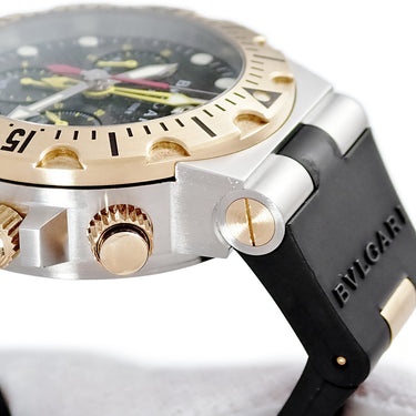 腕時計 ブルガリ BVLGARI ディアゴノ スクーバ プロフェッショナル フライバッククロノグラフ SC40SG 自動巻き メンズ K18YG×SS 黒