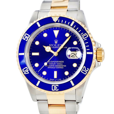 腕時計 ロレックス ROLEX サブマリーナー デイト 16613 L番 自動巻き メンズ OH済 L番 K18YG×SS コンビ ヴァイオレット 青サブ