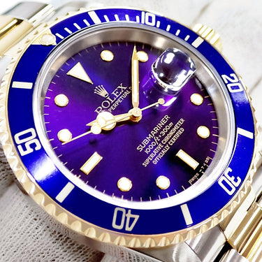 腕時計 ロレックス ROLEX サブマリーナー デイト 16613 L番 自動巻き メンズ OH済 L番 K18YG×SS コンビ ヴァイオレット 青サブ